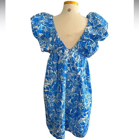 O.P.T Didi Mini Dress Blue Floral Size Large NWOT - Picture 6 of 12